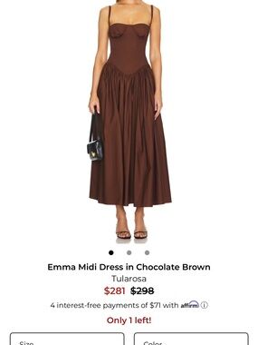 Tularosa Emma Midi Bustier Dress in Chocolate Brown